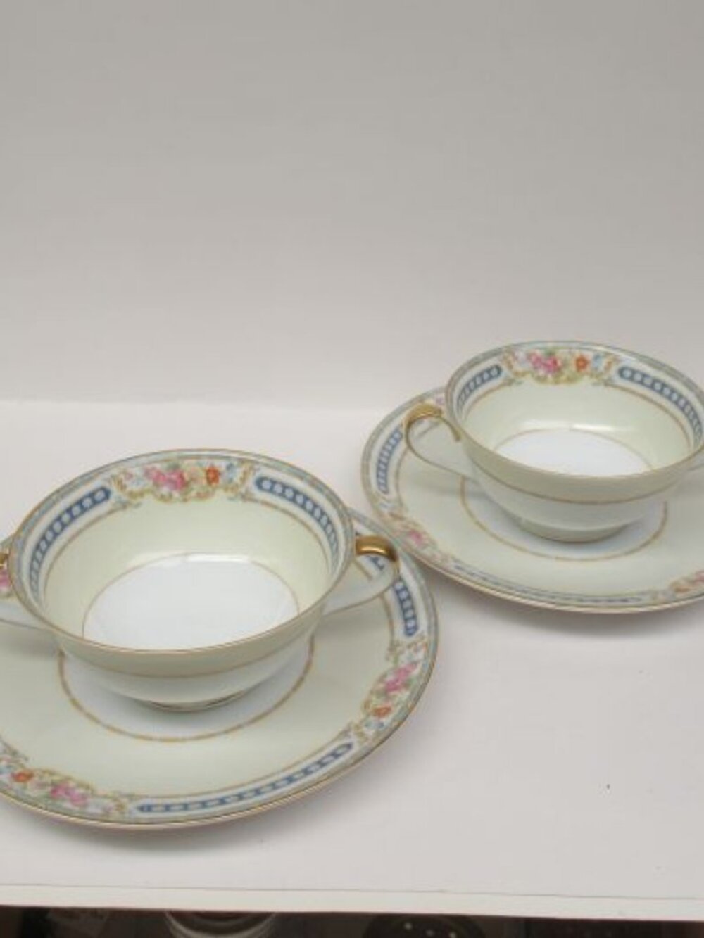 2 - Noritake China ALLARD 4 1/2 Inch Cream Soup Bowls with Under Plates
